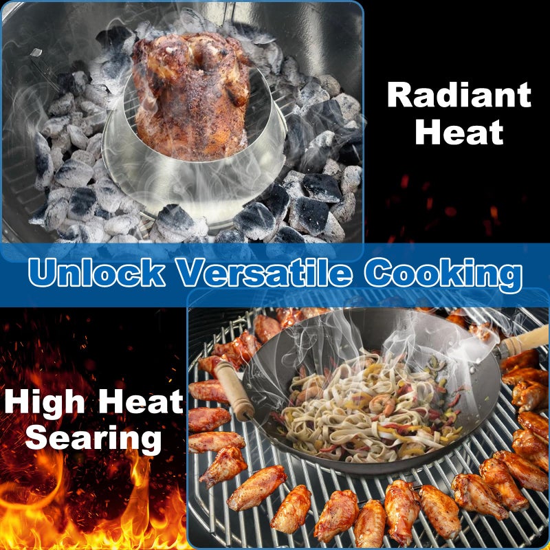 Outspark Upgrade BBQ Whirlpool for Weber Kettle 22/26.75 Charcoal Grill Accessories, One-Piece Swirl Design Medium Size for WSM Smokey Mountain,XL Kamado,XL Big Green Egg Grilling Accessory,Stainless Steel - Image 5